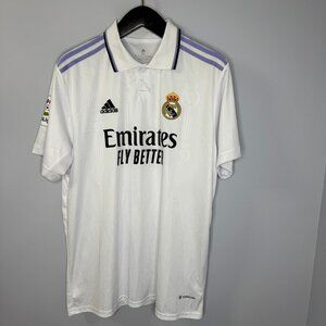 Adidas Real Madrid CF Home Jersey La Liga Patch White Purple Trim Men's XL
